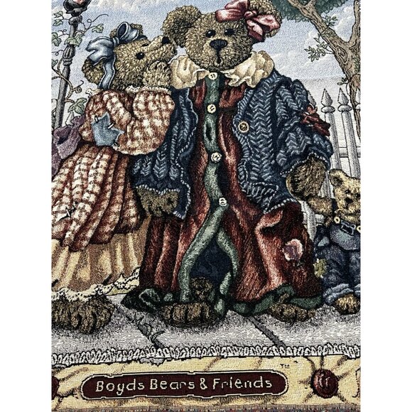 Boyd’s Bears Just Between Us Tapestry Throw Blanket Sz 48”x 66” - Picture 5 of 8